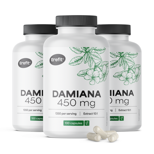 3x Damiana 450 mg - extract 10:1, total 300 de capsule