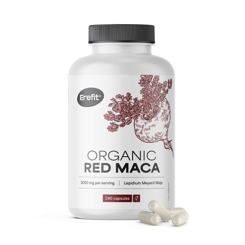 BIO Maca roșie 3000 mg cu vitamina C naturală.